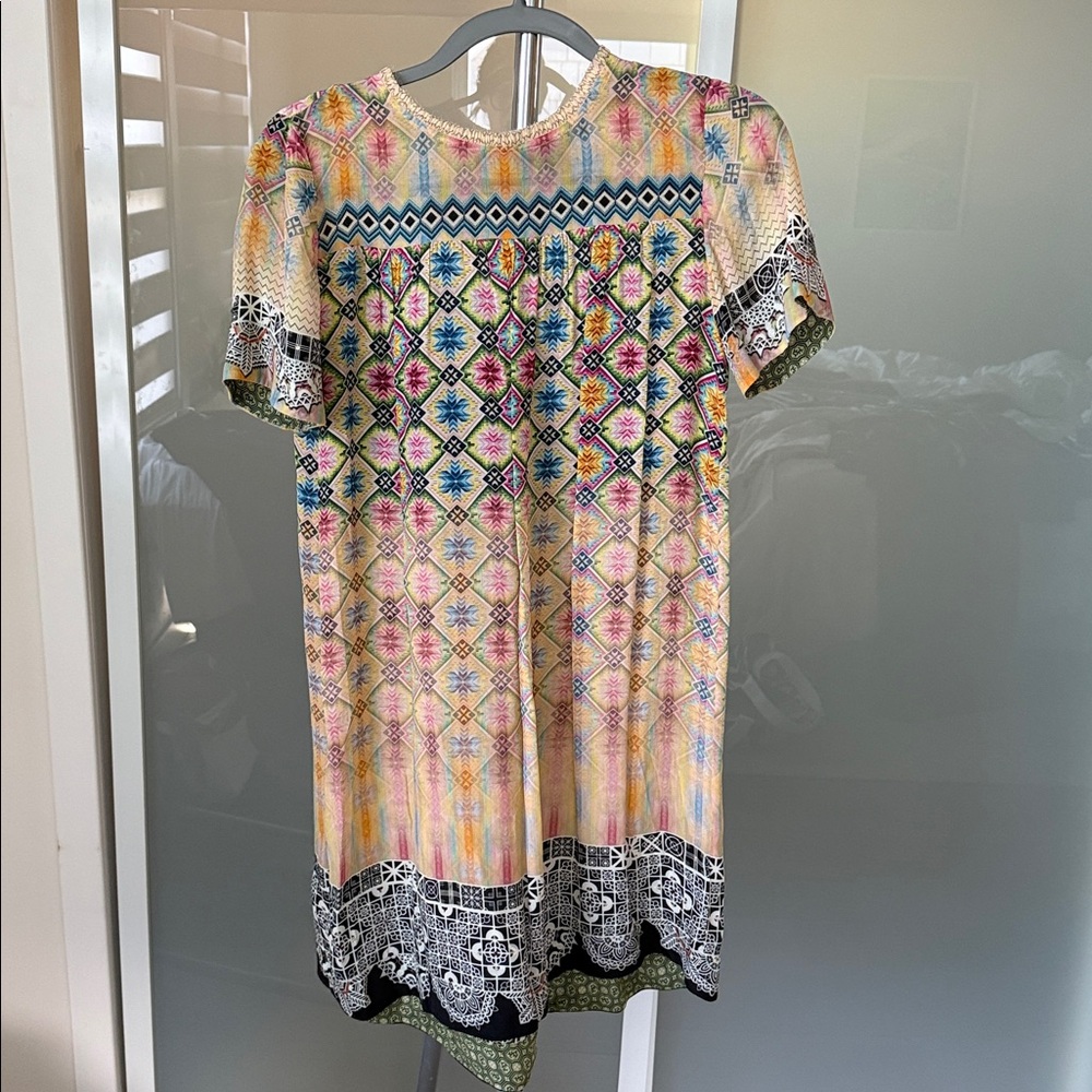 Tanvi Kedia Multicolor Boho Print Short Sleeve Dress | XXS